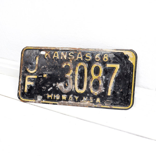 Altes US-Autokennzeichen "Kansas 68"