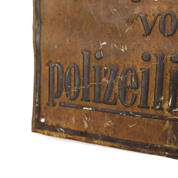 Antikes Blechschild "Rauchen polizeilich verboten"