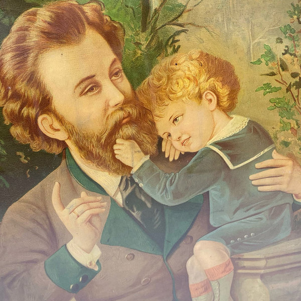 Altes Gemälde „Hipster-Vater & Sohn“