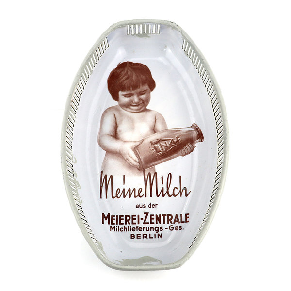 Emaille-Brotkorb "Meine Milch aus der Meierei-Zentrale Berlin"