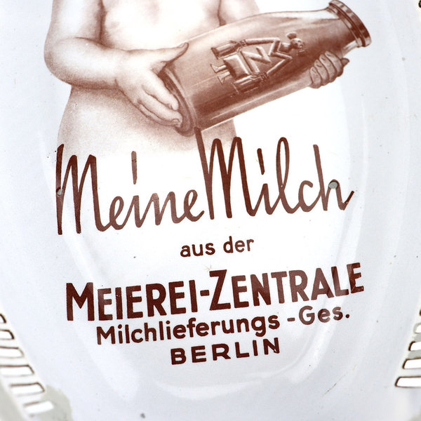 Emaille-Brotkorb "Meine Milch aus der Meierei-Zentrale Berlin"